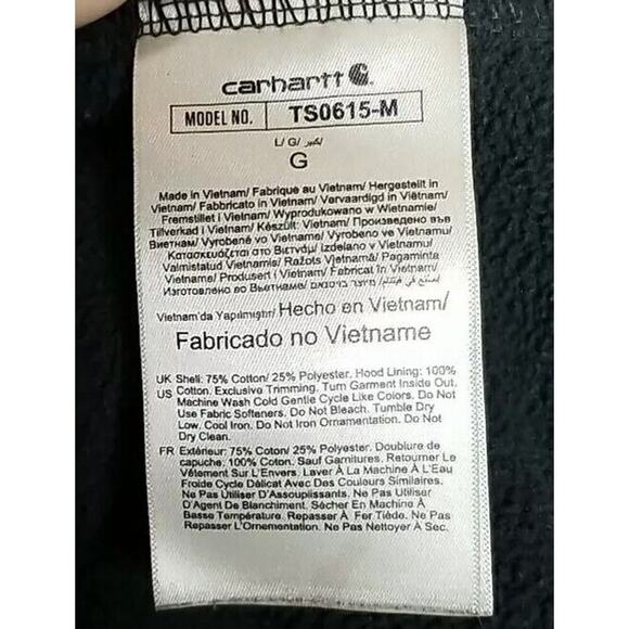 Carhartt Sweatshirt Hoodie Mens Large Thrashed Distressed Black - Picture 10 of 14